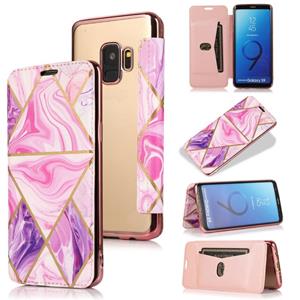 huismerk Voor Samsung Galaxy S9 Bronzing Plating PU + TPU Horizontale Flip Leren Case met Houder & Card Slot (roze paars)