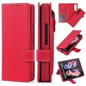 huismerk Voor Samsung Galaxy Z Fold3 5G 2 in 1 gesplitste opvouwbare lederen telefooncase (Twill Red)