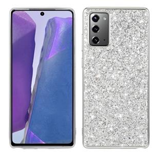 huismerk Voor Samsung Galaxy Note 20 Glitter Powder Shockproof TPU Beschermhoes (Zilver)