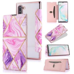 huismerk Voor Samsung Galaxy Note10 Bronzing Plating PU + TPU Horizontale Flip Leren Case met Houder & Card Slot (roze paars)