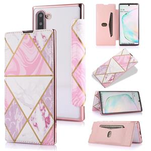 huismerk Voor Samsung Galaxy Note10 Bronzing Plating PU + TPU Horizontale Flip Leren Case met Houder & Card Slot (roze wit)