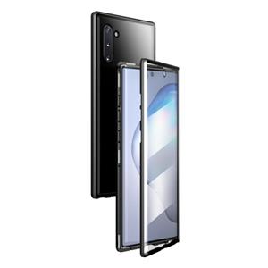 huismerk Voor Samsung Galaxy Note10 Magnetic Metal Frame Dubbelzijdige Tempered Glass Case(Zwart)