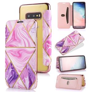 huismerk Voor Samsung Galaxy S10e Bronzing Plating PU + TPU Horizontale Flip Leren Case met Houder & Card Slot (roze paars)