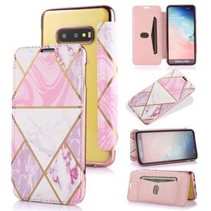 huismerk Voor Samsung Galaxy S10e Bronzing Plating PU + TPU Horizontale Flip Lederen Case met Houder & Card Slot (roze wit)