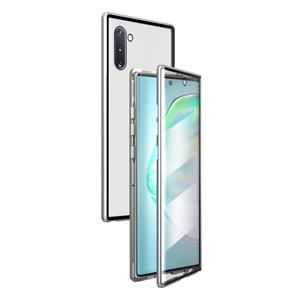 huismerk Voor Samsung Galaxy Note10 Magnetic Metal Frame Dubbelzijdige Tempered Glass Case (Zilver)