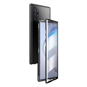 huismerk Voor Samsung Galaxy Note10+ Magnetic Metal Frame Dubbelzijdige Tempered Glass Case(Zwart)