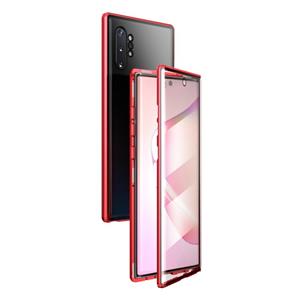 huismerk Voor Samsung Galaxy Note10+ Magnetic Metal Frame Dubbelzijdige Tempered Glass Case(Rood)