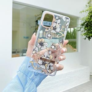 huismerk Voor Samsung Galaxy S22 5G Doorschijnend Plating Flower Phone Case (EWHA)