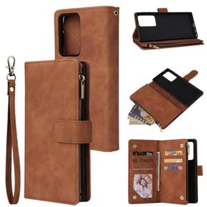 huismerk Voor Samsung Galaxy Note20 Ultra Multifunctioneel Retro Frosted Horizontal Flip Leather Case met Card Slot & Holder & Zipper Wallet & Photo Frame & La