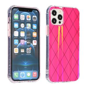 huismerk Laser Aurora Rhombic Grid TPU beschermhoes voor iPhone 12 Mini (Rose Red)