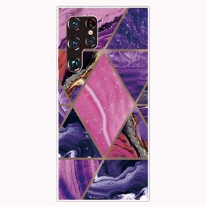 huismerk Voor Samaung Galaxy S22 Ultra 5G Abstract Marmeren Patroon TPU Telefoon Beschermhoes (Donker Paars)