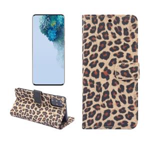 huismerk Voor Galaxy S20+ Leopard Pattern Horizontal Flip Leather Case met Holder & Card Slots(Geel)