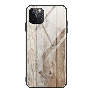 huismerk Houtnerf gehard glas + TPU schokbestendig geval voor iPhone 12 mini (M04)