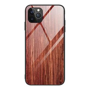 huismerk Houtnerf gehard glas + TPU schokbestendig hoesje voor iPhone 12 mini (M05)