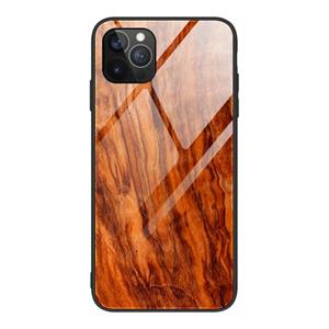 huismerk Houtnerf gehard glas + TPU schokbestendig geval voor iPhone 12 mini (M06)