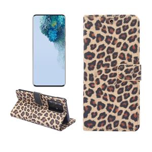 huismerk Voor Galaxy S20 Ultra Leopard Patroon Horizontale Flip Lederen Case met Houder & Card Slots(Geel)