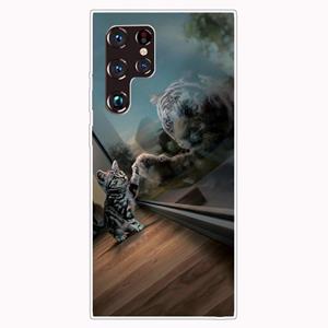 huismerk Voor Samaung Galaxy S22 Ultra 5G geschilderd patroon High Transparent TPU Telefoonhoes (Glass Tiger)