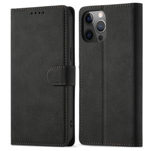 huismerk Frosted Anti-Diefstal Borstel Horizontale Flip Leren Case met Houder & Card Slots & Portemonnee voor iPhone 13 Pro (Black)