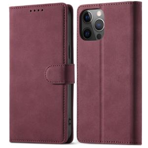 huismerk Frosted Anti-Diefstal Borstel Horizontale Flip Leren Case met Houder & Card Slots & Portemonnee voor iPhone 13 Pro (Wine Red)