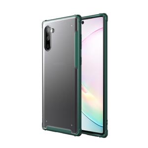 huismerk Voor Galaxy Note 10 4 hoeken anti-Fall acryl + TPU transparant Frosted Armor beschermende case (groen)