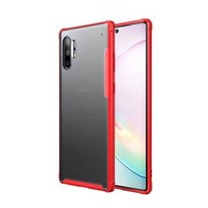 huismerk Voor Galaxy Note 10 + vier hoeken anti-Fall acryl + TPU transparant Frosted Armor beschermende case (rood)