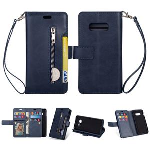 huismerk Voor Samsung Galaxy S10e Multifunctionele Rits Horizontale Flip Lederen Case met Holder & Wallet & 9 Card Slots & Lanyard(Blue)