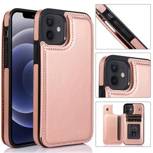 huismerk Schokbestendige PU + TPU lederen hoes met kaartslots & houder & fotolijst & portemonnee voor iPhone 12 mini(Rose Gold)