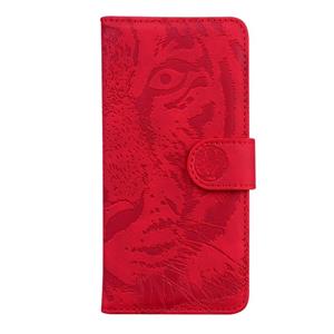 Huismerk Voor iPhone XR Tiger Embossing Pattern Horizontale Flip Lederen Case met Holder & Card Slots & Wallet(Red)