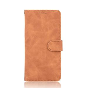 huismerk Voor iPhone 6 Plus & 6s Plus Solid Color Skin Feel Magnetic Buckle Horizontal Flip Calf Texture PU Leather Case met Holder & Card Slots & Wallet(Brown