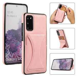 huismerk Voor Samsung Galaxy S20 ultradunne schokbestendige beschermhoes met houder en metalen magnetische functie (ROSE GOUD)