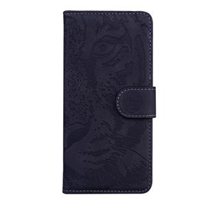 Huismerk Voor iPhone 12 Tiger Embossing Pattern Horizontale Flip Lederen Case met Holder & Card Slots & Wallet(Zwart)