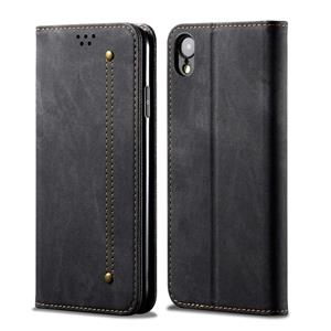 huismerk Voor iPhone XR Denim Texture Casual Style Horizontal Flip Leather Case met Holder & Card Slots & Wallet(Black)