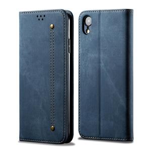 huismerk Voor iPhone XR Denim Texture Casual Style Horizontal Flip Leather Case met Holder & Card Slots & Wallet(Blue)