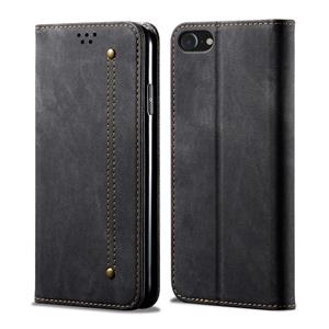 huismerk Voor iPhone 6 / 6s Denim Texture Casual Style Horizontal Flip Leather Case met Holder & Card Slots & Wallet(Black)