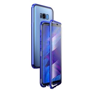 huismerk Voor Samsung Galaxy S8 Magnetic Metal Frame Dubbelzijdige Tempered Glass Case (Blue Purple)