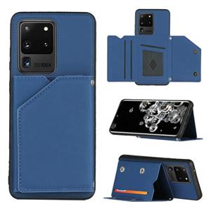 huismerk Voor Samsung Galaxy S20 Ultra Skin Feel PU + TPU + PC Back Cover Shockproof Case met Card Slots & Holder & Photo Frame(Royal Blue)