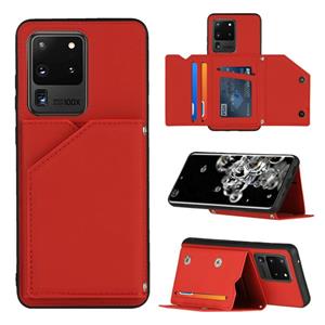 huismerk Voor Samsung Galaxy S20 Ultra Skin Feel PU + TPU + PC Back Cover Shockproof Case met Card Slots & Holder & Photo Frame(Red)