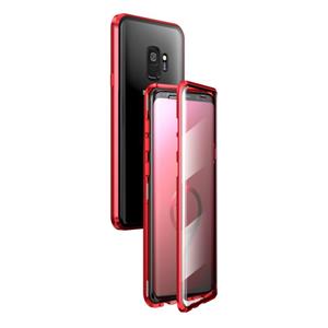 huismerk Voor Samsung Galaxy S9 Magnetic Metal Frame Dubbelzijdige Tempered Glass Case (Rood)