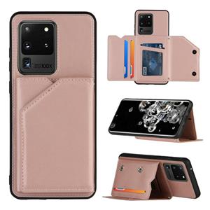 huismerk Voor Samsung Galaxy S20 Ultra Skin Feel PU + TPU + PC Back Cover Shockproof Case met Card Slots & Holder & Photo Frame (Rose Gold)