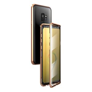 huismerk Voor Samsung Galaxy S9 Magnetic Metal Frame Dubbelzijdige Tempered Glass Case (Goud)