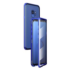 huismerk Voor Samsung Galaxy S9 Magnetic Metal Frame Dubbelzijdige Tempered Glass Case (Blue Purple)