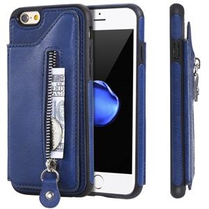 huismerk Voor iPhone 6 effen kleur dubbele gesp rits schokbestendige beschermhoes (blauw)