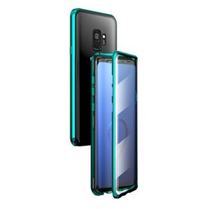 huismerk Voor Samsung Galaxy S9 magnetisch metalen frame dubbelzijdige geharde glazen behuizing (groen)