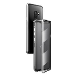 huismerk Voor Samsung Galaxy S9 Magnetic Metal Frame Dubbelzijdige Tempered Glass Case (Zilver)