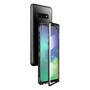 huismerk Voor Samsung Galaxy S10 Magnetic Metal Frame Dubbelzijdige Tempered Glass Case (Zwart)