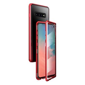 huismerk Voor Samsung Galaxy S10 Magnetic Metal Frame Dubbelzijdige Tempered Glass Case (Rood)