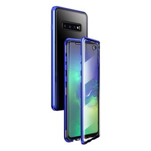 huismerk Voor Samsung Galaxy S10 Magnetic Metal Frame Dubbelzijdige Tempered Glass Case (Blue Purple)