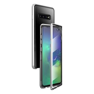 huismerk Voor Samsung Galaxy S10 Magnetic Metal Frame Dubbelzijdige Tempered Glass Case (Zilver)