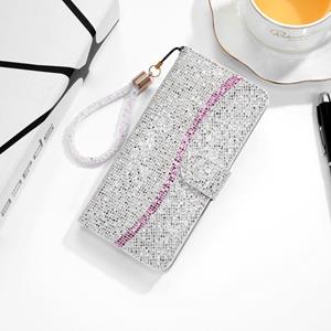 huismerk For iPhone 6s / 6 Glitter Powder Horizontal Flip Leather Case with Card Slots & Holder & Lanyard(Silver)