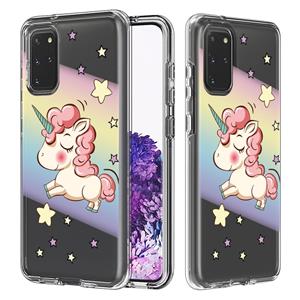 huismerk Voor Galaxy S20+ 2 in 1 PC + TPU-kaartpatroon transparante beschermhoes (Regenboogpaard)